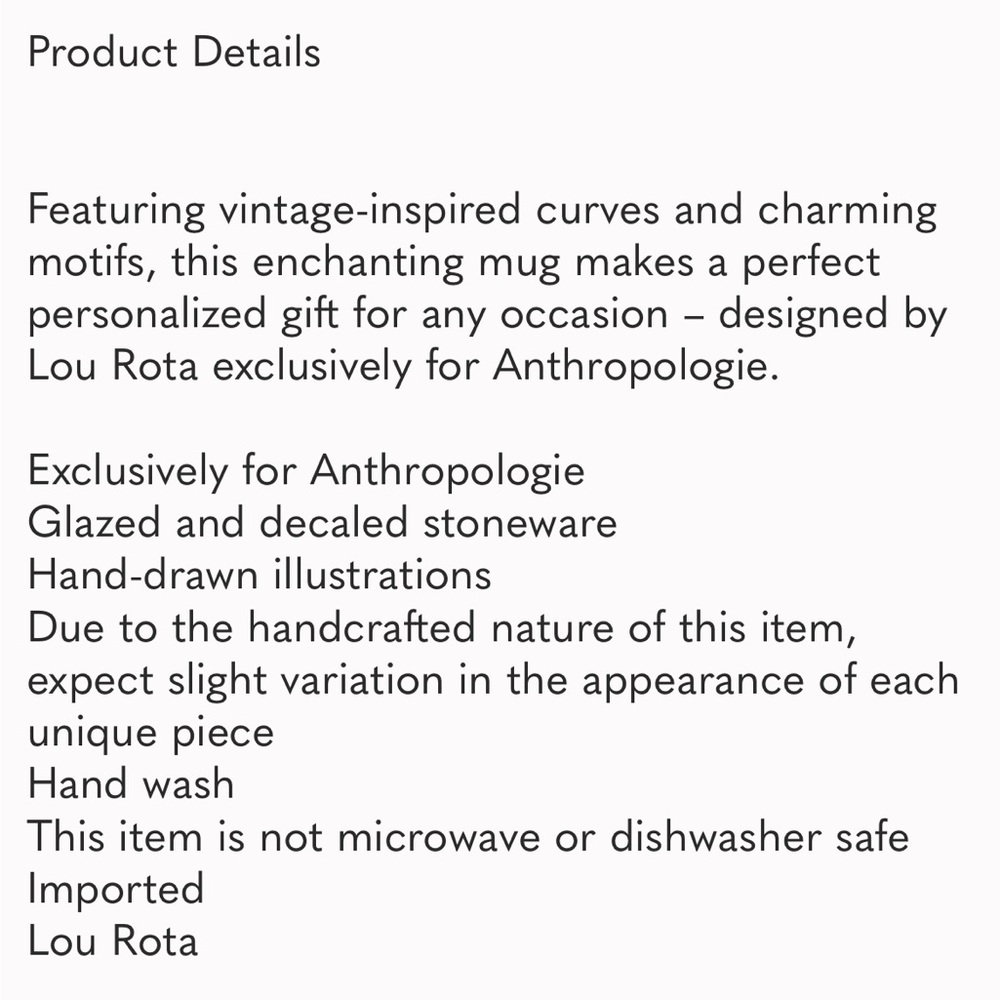 Lou Rota exclusively for Anthropologie Floral Dog Print Mug with Gold Handle - Picture 6 of 6